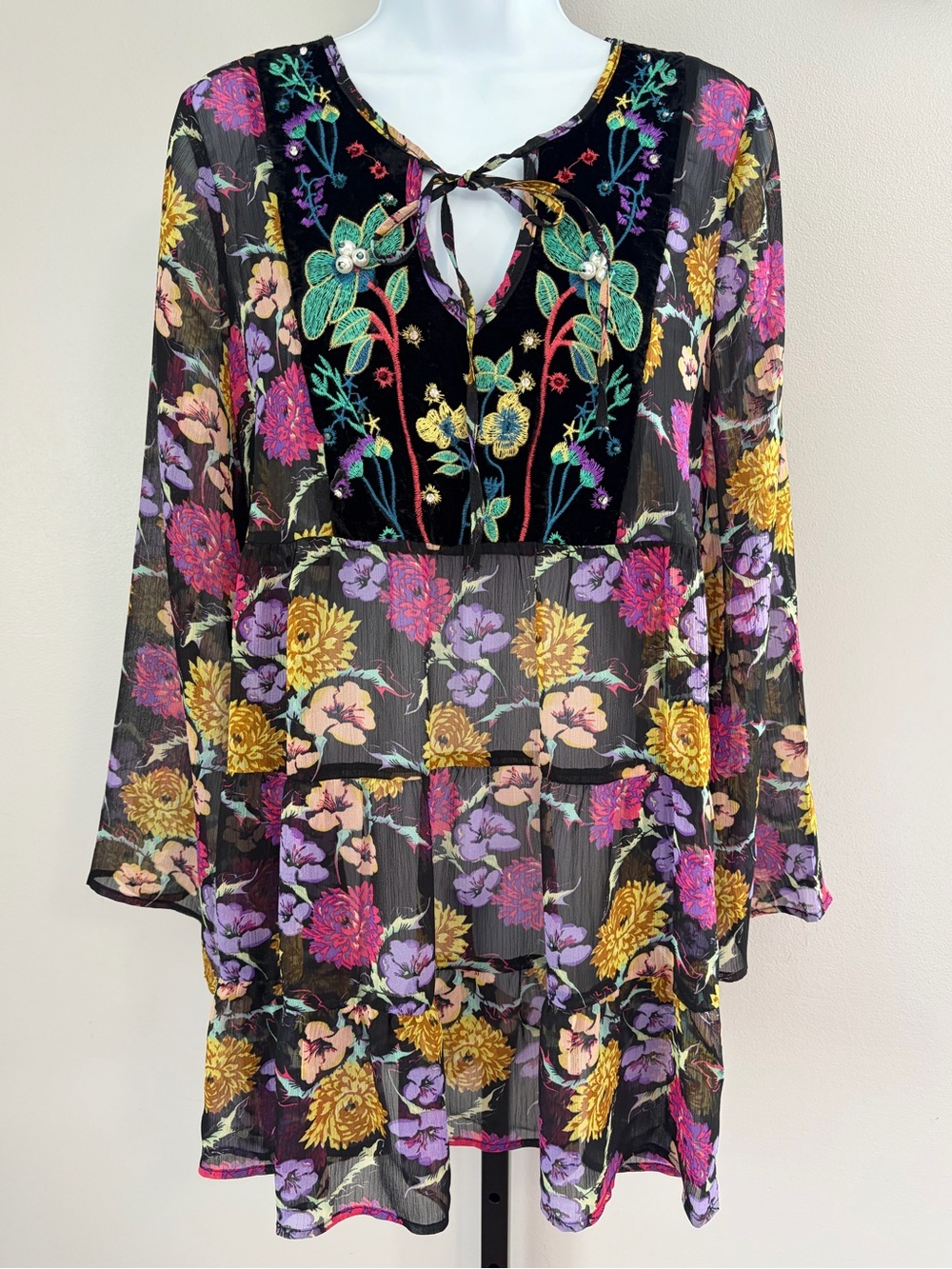 NWT Aratta Silent Journey- Floral Embroidered “Enchanted” Tunic  - Multicolor